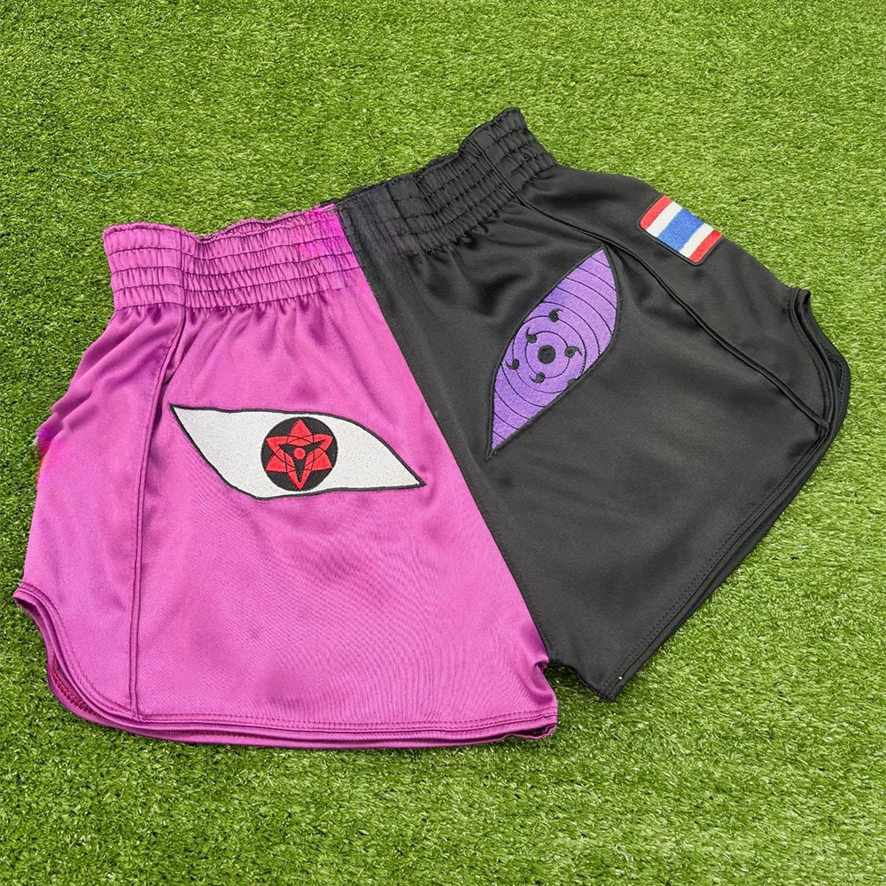 New Sharingan 3D Cartoon Muay Thai Shorts Men Oversized Quick Drying MMA Sports Shorts Octagonal Cage Fighting Night Shorts