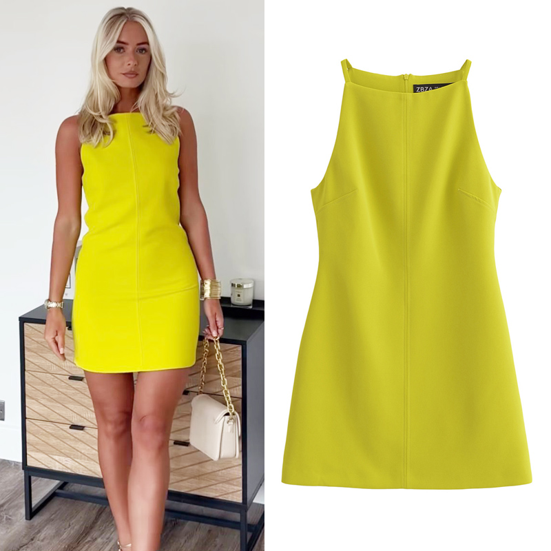 HXAO Vestidos de verano de moda 2024 Vestidos para mujer Mini vestido ajustado sin mangas Blanco Rojo Azul Negro Amarillo Vestido Vestidos de vacaciones