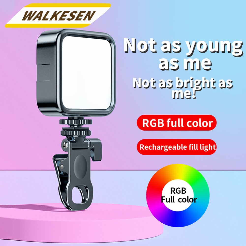 Lumière de remplissage vidéo portable pour appareil photo, téléphone, ordinateur portable, selfie, photographie réglable, lumière de poche avec pince, trépied, perche à selfie