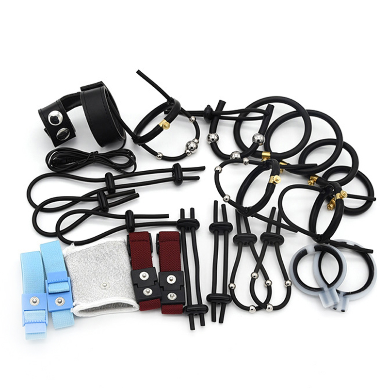 Anillo para pene de electrochoque, jaula para pene e-stim, anillo para pene de estimulación del pene, anillo para agrandar el extensor del pene, herramienta sexual para hombres, juguete para adultos