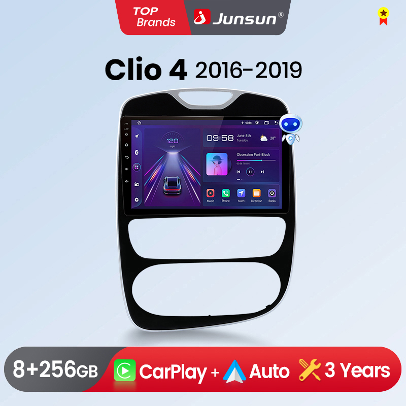 Junsun Wireless CarPlay Android Auto Car Radio for Renault Clio 4 ZOE 2012-2017 GPS Intelligent Systems Multimedia Autoradio