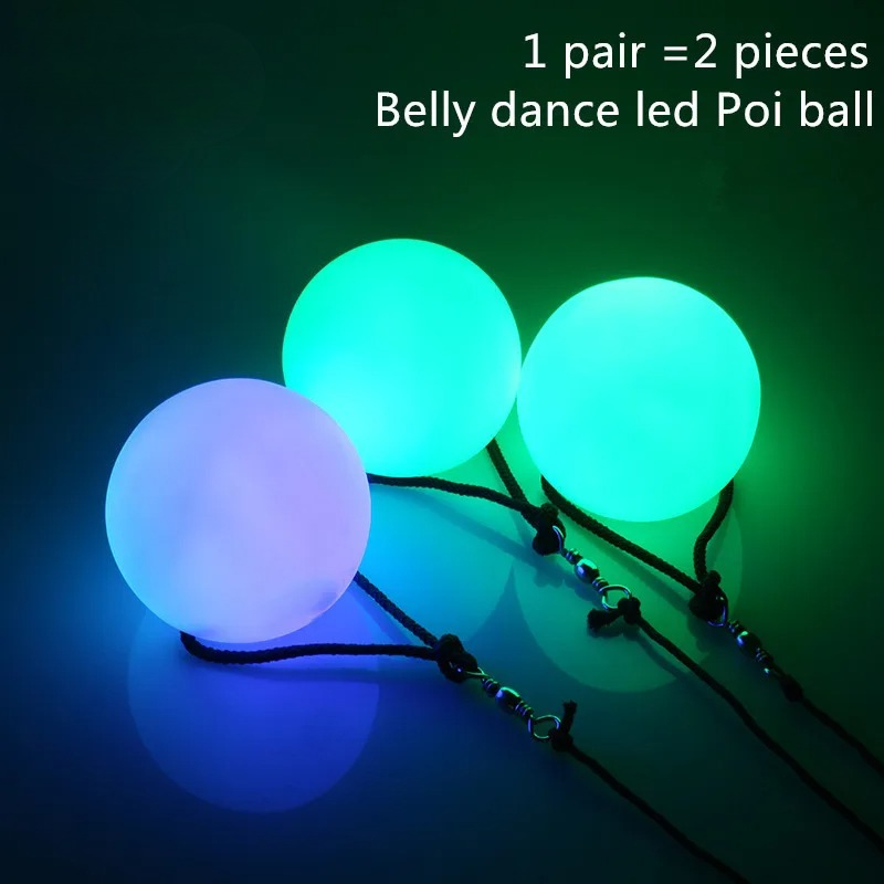 2 Stück = 1 Paar Bauchtanzbälle RGB Glow LED POI geworfene Bälle für Bauchtanz Hand Requisiten Bühnenauftritt Zubehör