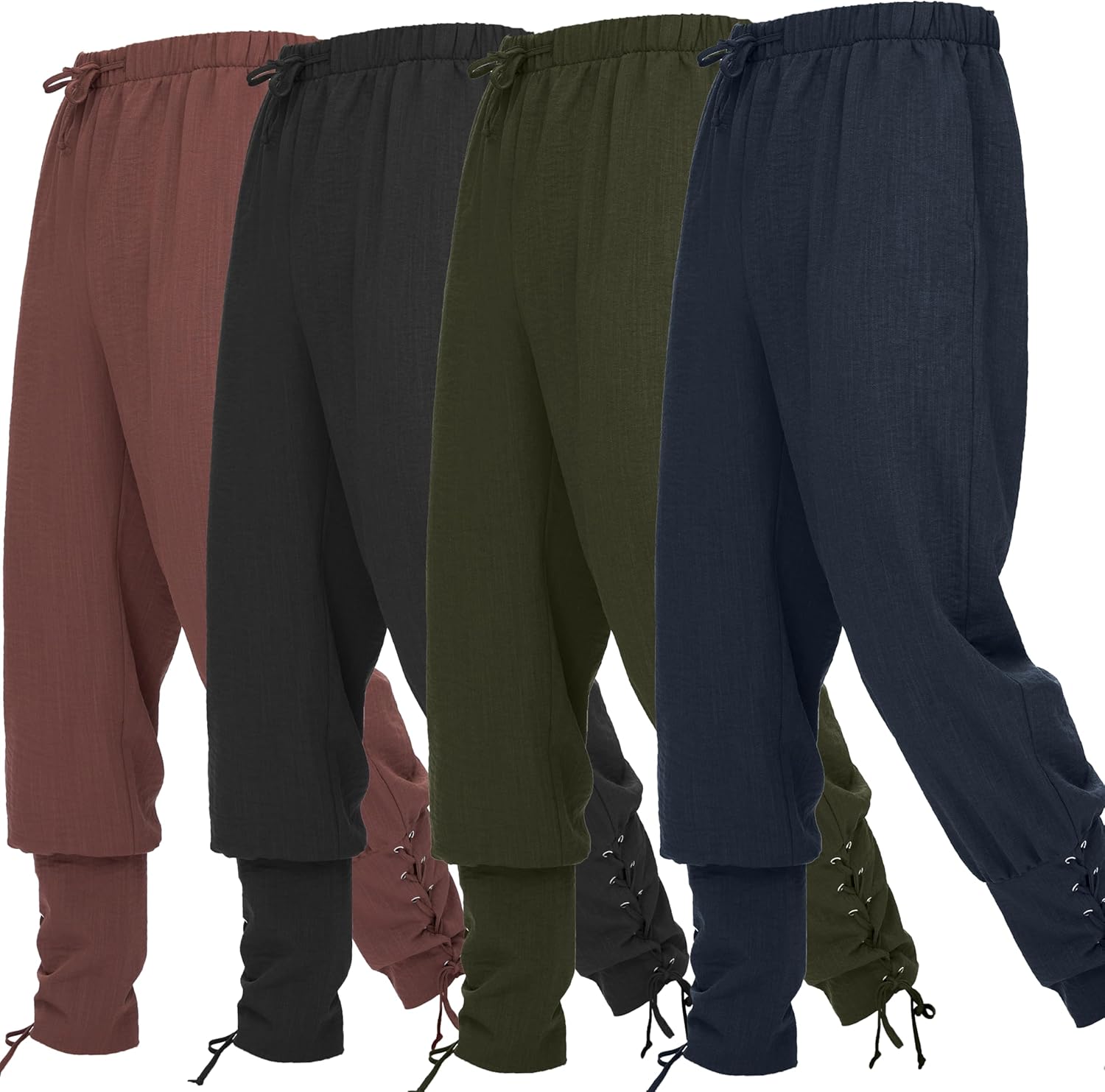 Spooktacular Creations Herren Halloween Mittelalter Renaissance Hose mit Tasche, knöchelgebundene Piratenhose, Wikinger-Kostüm