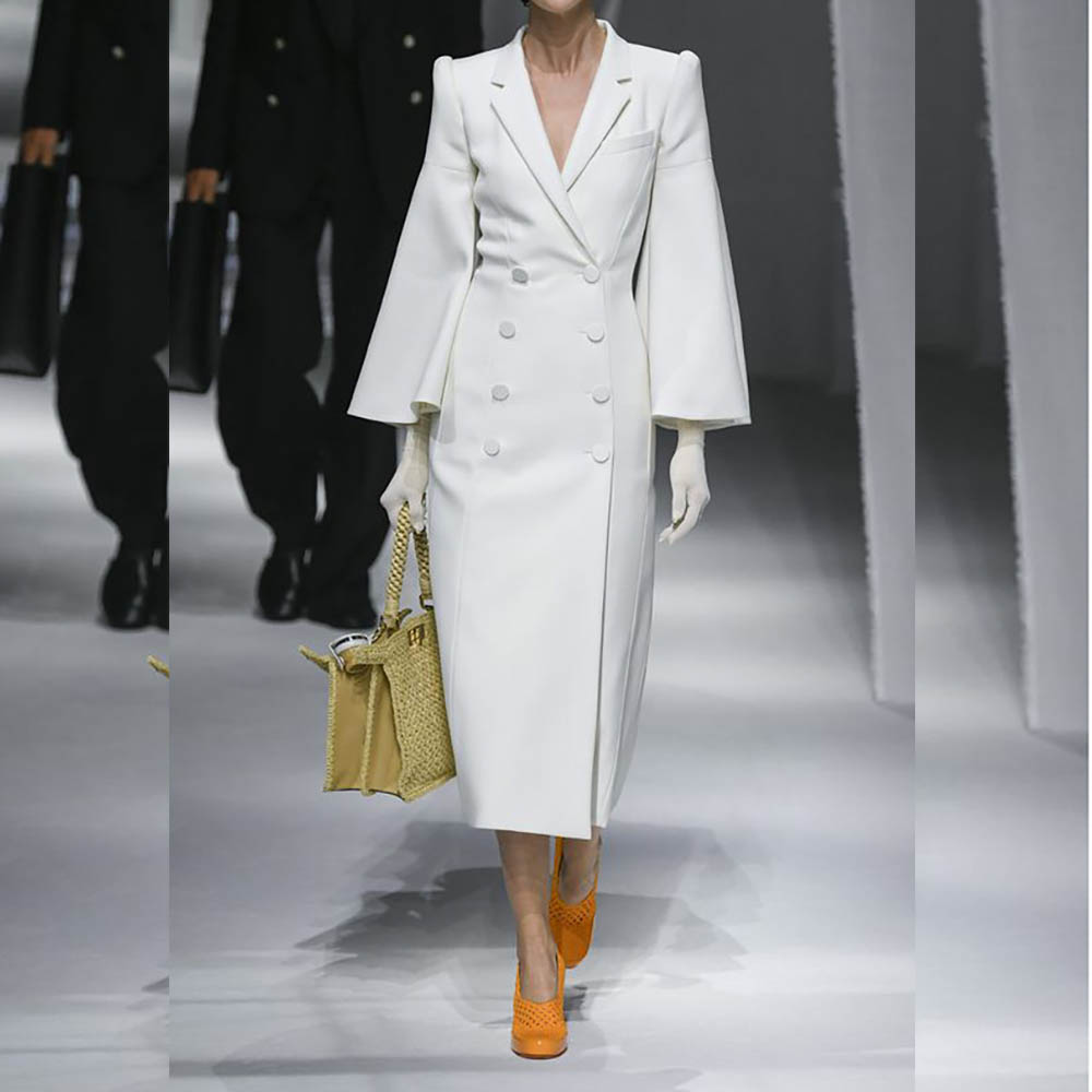 Chaqueta blanca con solapa de muesca y doble botonadura para mujer, ropa Formal de oficina de alta calidad, chaqueta de 1 pieza de manga larga hecha a medida