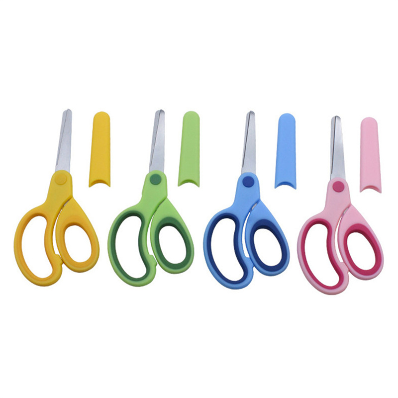 Tijeras de seguridad para niños, estudiantes, papel artesanal, tijeras para zurdos, tijeras con manga, herramienta de corte, papelería