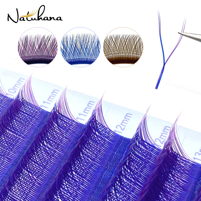 NATUHANA YY Gradient Color Eyelash Extension 0.07mm Thickness C/D/L/LU Curl Colored Lashes Makeup Tool