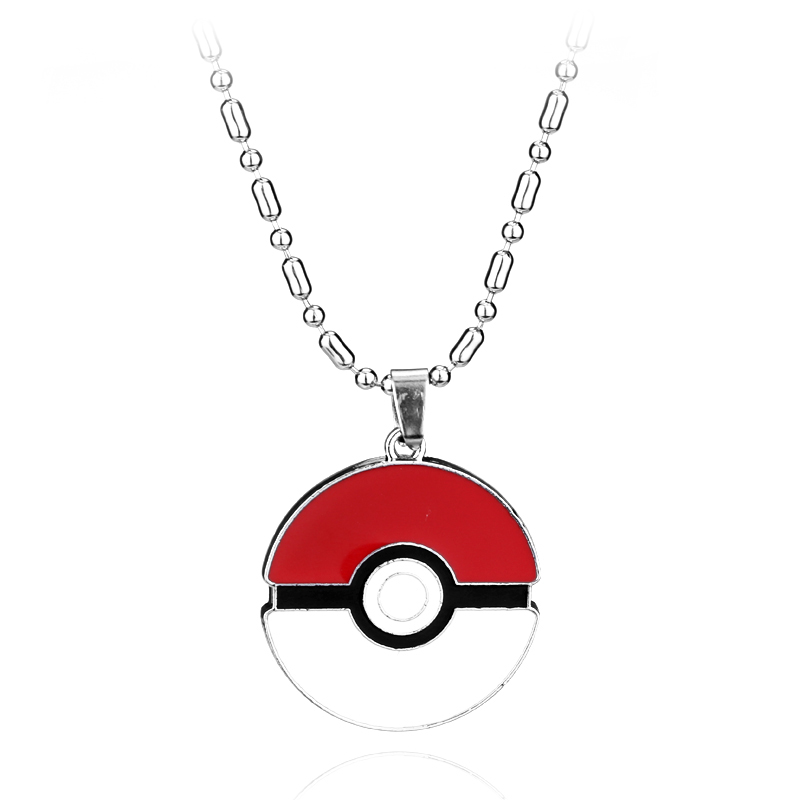 Collier avec pendentif en forme de balle, accessoires Pokémon de dessin animé Pikachu pour femmes et hommes, cadeaux