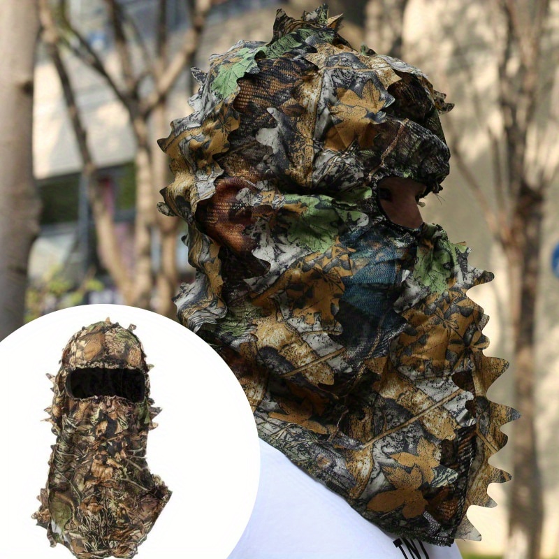 Camuflagem chapéu com camuflagem 3d para a caça, máscara facial completa, camo peru, acessórios de caça, 1pc