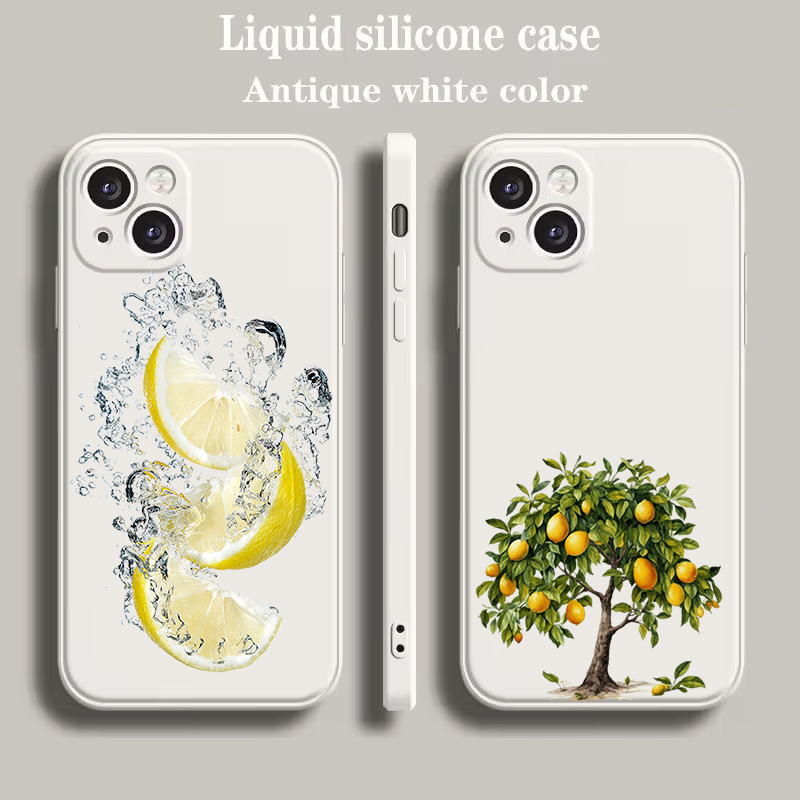 Fruit Lemon Phone Case for iPhone 16 15 14 13 12 Pro Max 11 Pro Max 7 8 Plus XS XR Luxury Silicone Shell Capas Fundas Bag