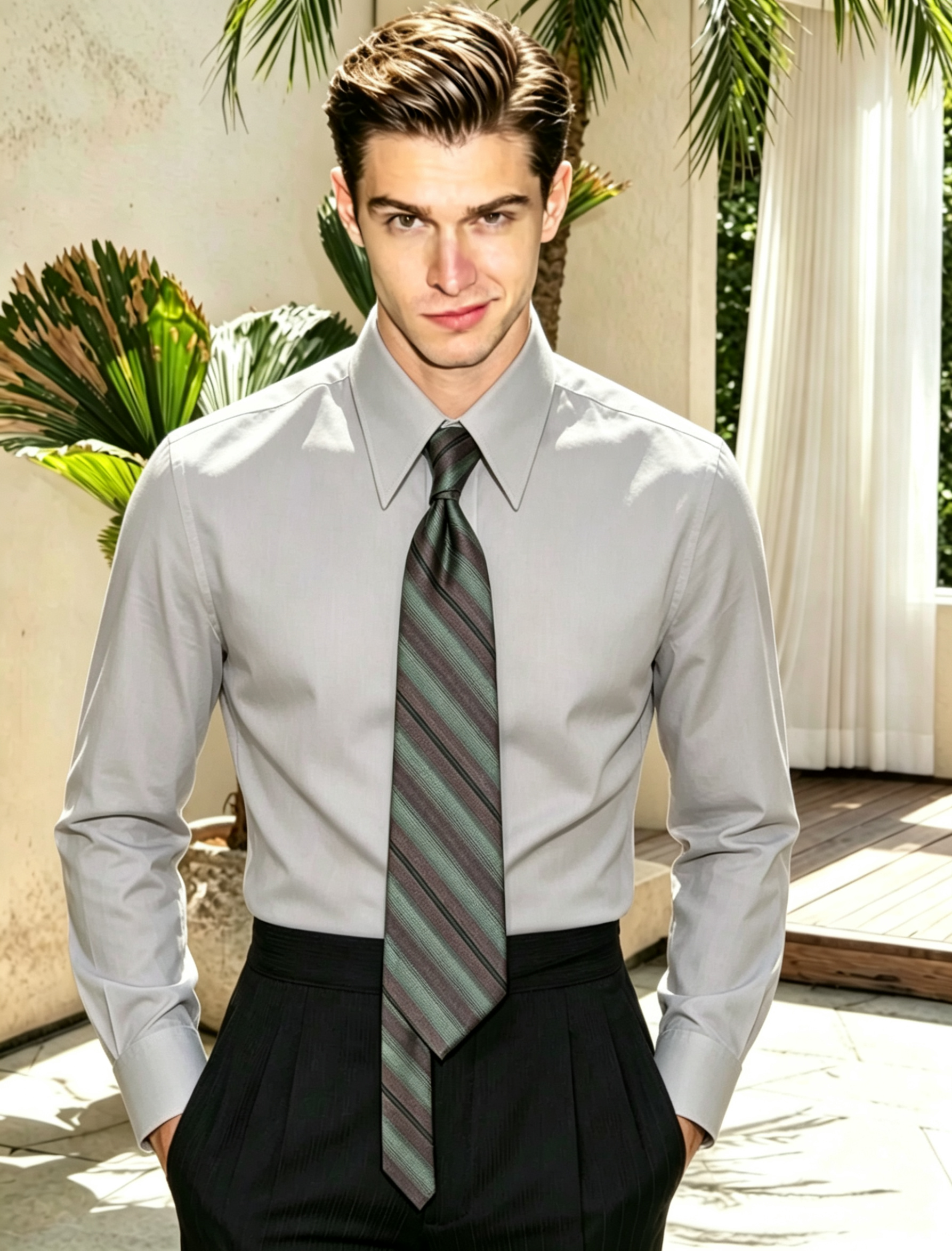 Men's Premium Slim Fit Pointed Collar Shirt, 4 Colors Formal Dress Shirt for Business Office Wedding Daily Wear