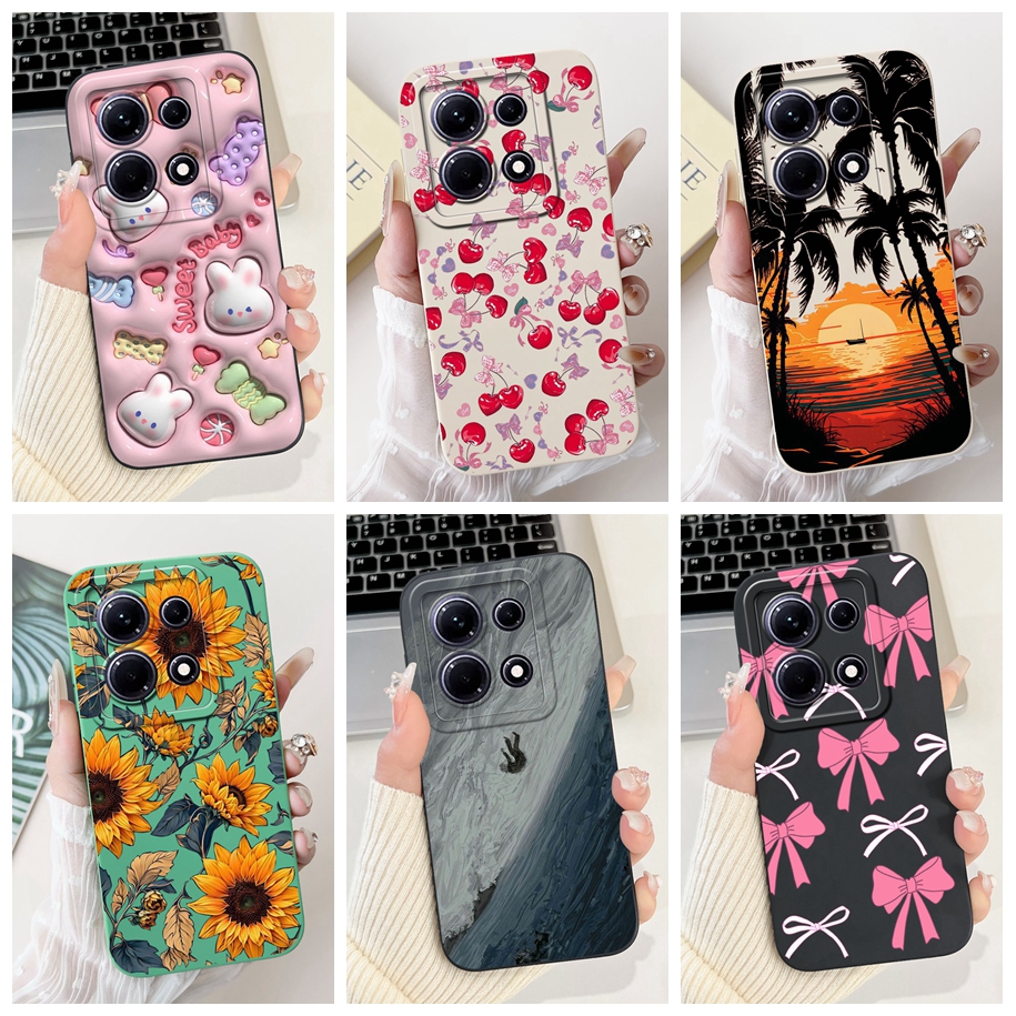 Voor Infinix Note 30 Case X6833B X6716B Cover Populaire Bloem Strik Zachte Siliconen Telefoon Cover Voor Infinix Note 30 Vip 30 ik Bumper