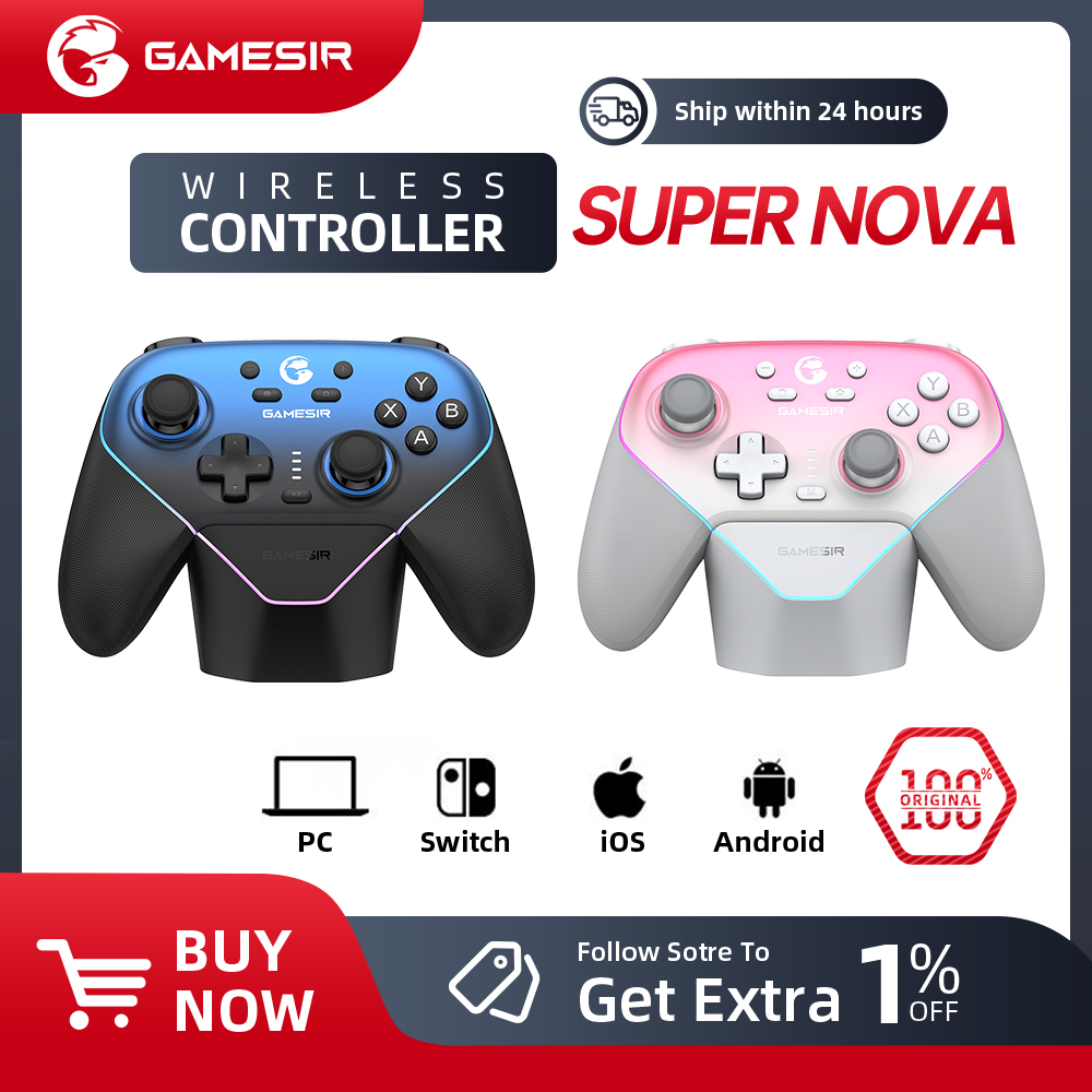 เกม Super Nova Wireless Controller T4N Nova Pro บลูทูธ Gamepad Hall Effect จอยสติ๊กสําหรับ PC Nintendo Switch Android iOS