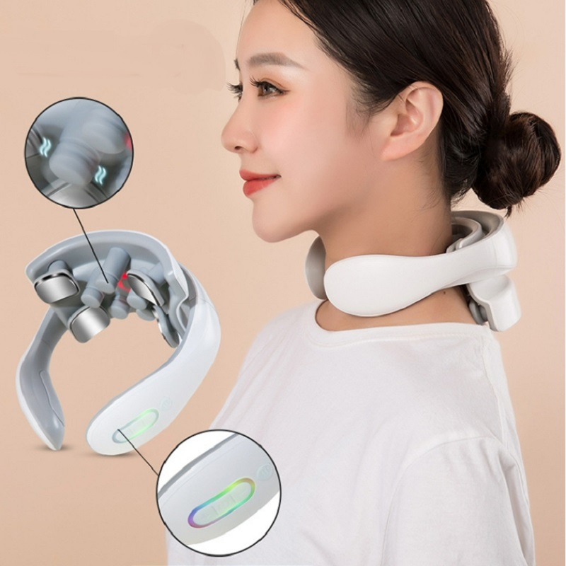 Instrumento de massagem de pescoço inteligente portátil ombro pescoço massagem vértebra cervical cuidados de saúde vibrador aquecimento compressa massagem