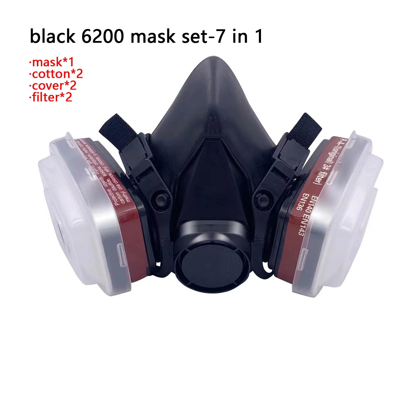 หน้ากากสีดำ6200เครื่องช่วยหายใจแบบนำกลับมาใช้ใหม่ได้แว่นตากันหมอกใสพร้อมหน้ากากป้องกันสไตล์คลาสสิกสีพ่นการทาสีอย่างปลอดภัย