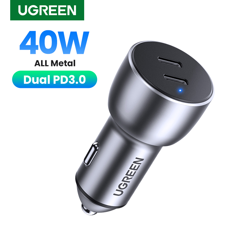 ที่ชาร์จในรถยนต์ Ugreen 60W Quick Charge 4.0 3.0 QC USB สำหรับ Xiaomi QC4.0 QC3.0 Type C PD 30W สำหรับชาร์จ iPhone 17 16 15