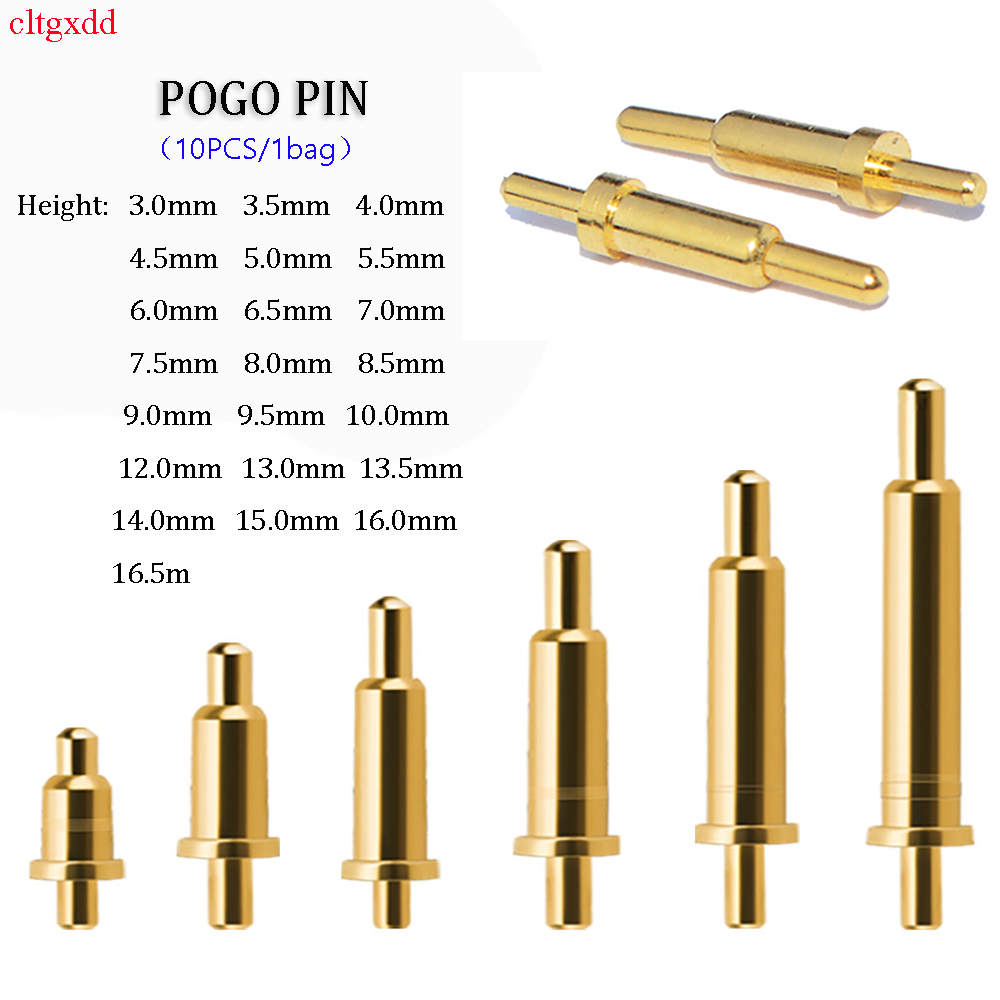 10 Buah Konektor Pogo Pin Pogopin Kontak Pegas Baterai SMD Pin PCB 2 3 4 5 6 7 8 9 10 12 14 15 16 mm Probe Pegas Uji