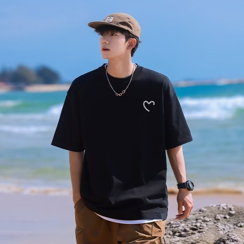 Camiseta extragrande de verano para hombre M-8XL, camiseta con estampado de amor Simple, adecuada tanto para hombres como para mujeres