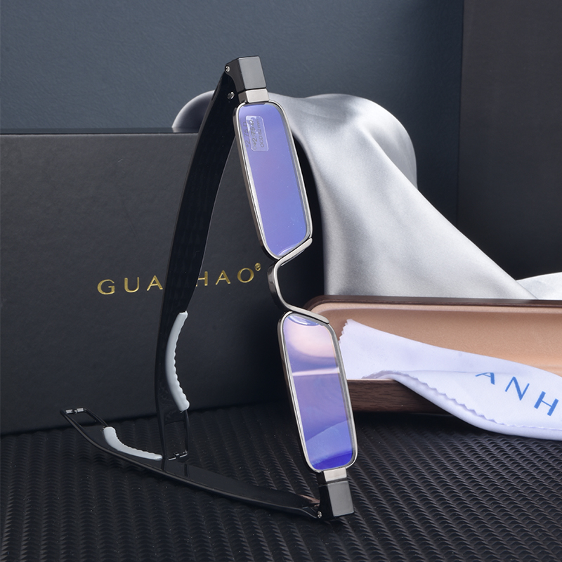 Guanhao neue Titan HD Falten Anti Blaulicht Presbyopie Brille Männer Frauen rotierende Dioptrien optische Graphen Lesebrille