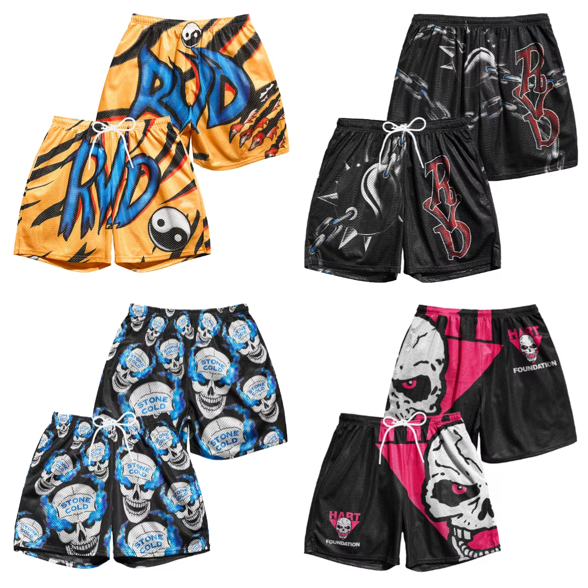 2026 Summer New Retro Rvd Tiger Bone Drawstring Wrestling Shorts Casual Vacation Beach Daily Life Adult Shorts Swimming Trunks