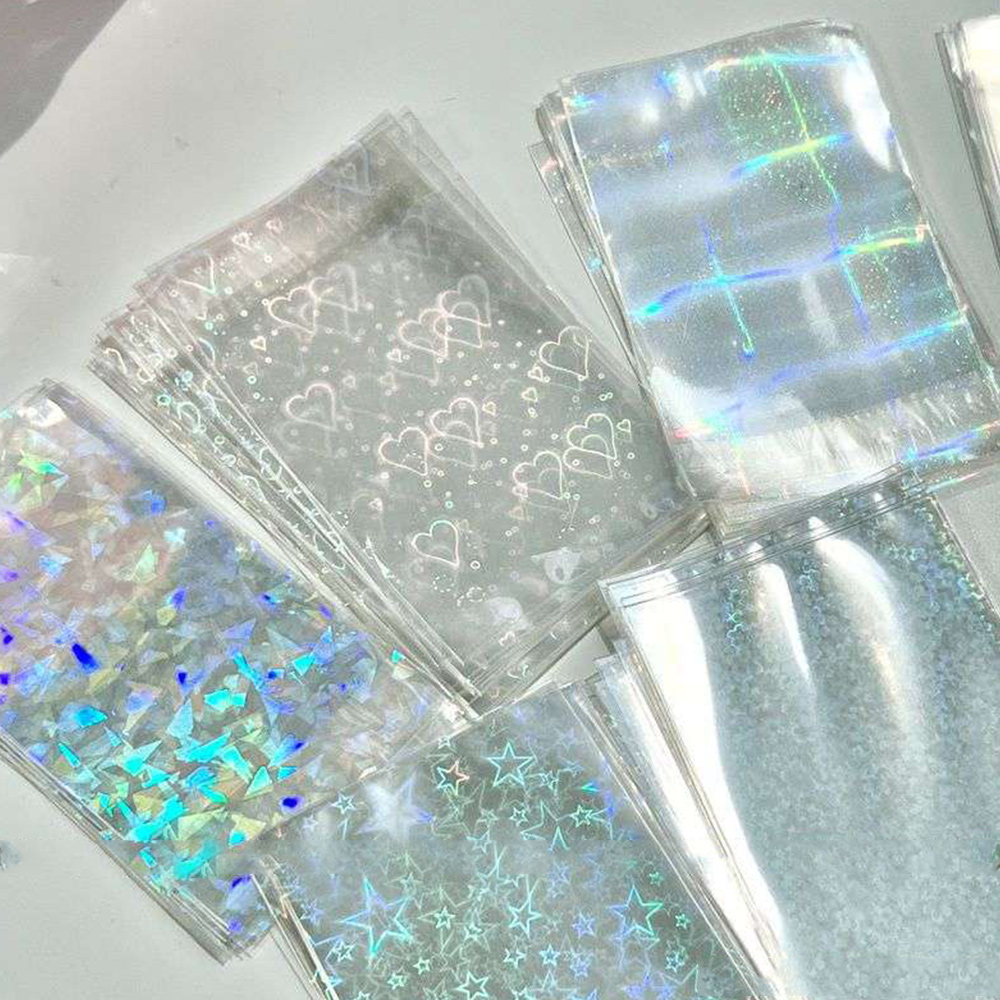 50Pcs/pack Laser Love Holographic Photocards Protector Sleeves Transparent Card Film Idol Photo Sleeve INS Gifts Packaging Bag