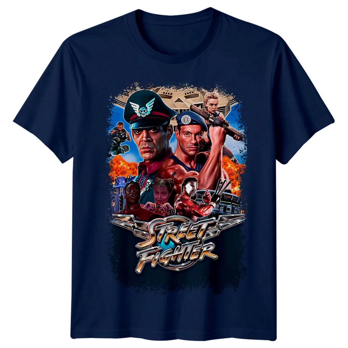 Koszulka inspirowana plakatem filmu Street Fighter (1994) Retro Tee Unisex Męska Koszulka Streetwear