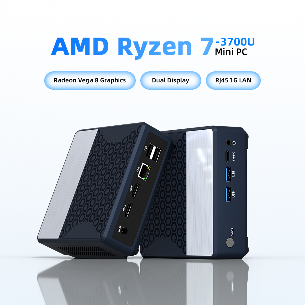ZXIPC Zen+ Pocket Computer Mini PC AMD Ryzen7 3700U Dual Display Radeon Vega 10 1G LAN WIFI5 BT 4.2 16 GB 1 TB DDR4 NUC Kantoor