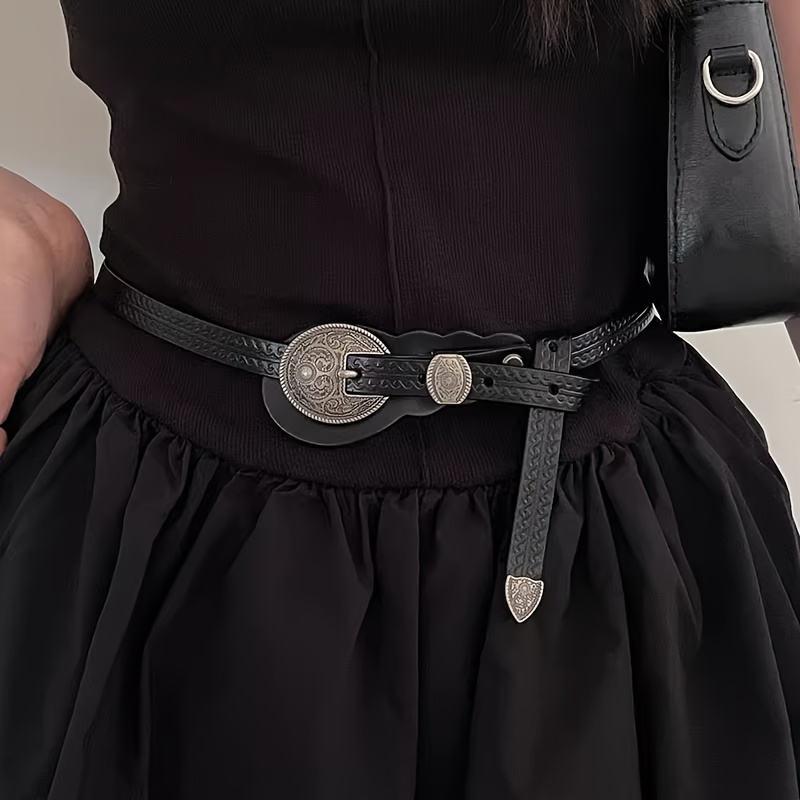 Ceintures en cuir véritable à boucle sculptée Vintage, ceinture classique pour robe Boho, ceinture pour manteau pour femmes et filles