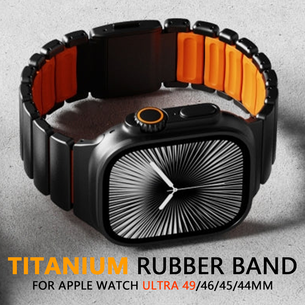 Титановый резиновый ремешок с фторэластомером для Apple Watch Ultra 3 2 49 мм 10 11 46 мм Магнитный ремешок для Iwatch 9 8 7 45 мм 6 SE 3 44 мм