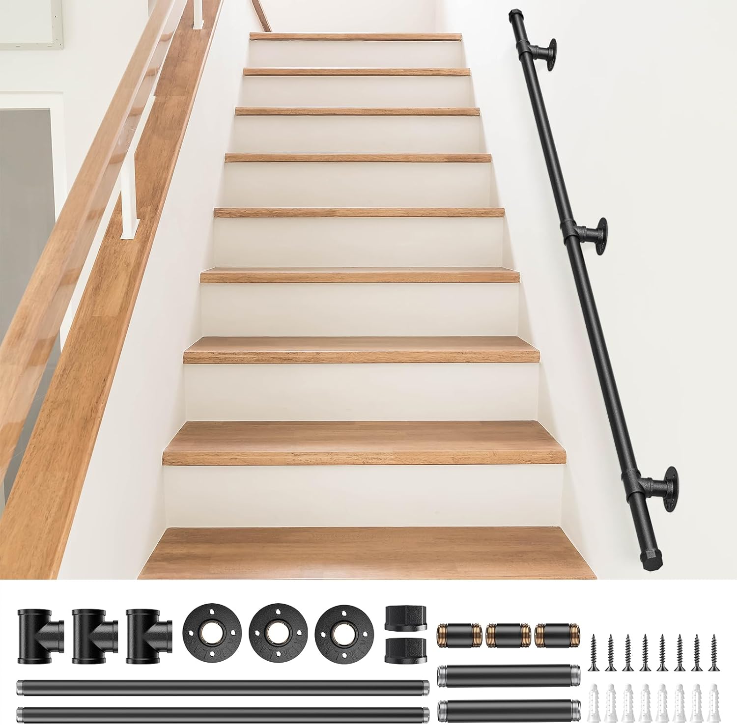 Rambardes d'escalier industrielles galvanisées, garde-corps de sécurité anti-poussière, couloir, couloir de visiteurs, 1.5m