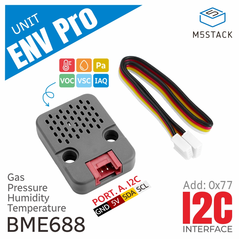 M5Stack Unit ENV Pro resmi dengan Sensor suhu, kelembaban, tekanan, dan Gas (BME688)