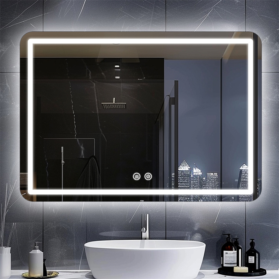 Specchio da Bagno con Luci LED a Filo, Montaggio a Parete, Impermeabile IP54, Interruttore Touch, Specchio LED Intelligente