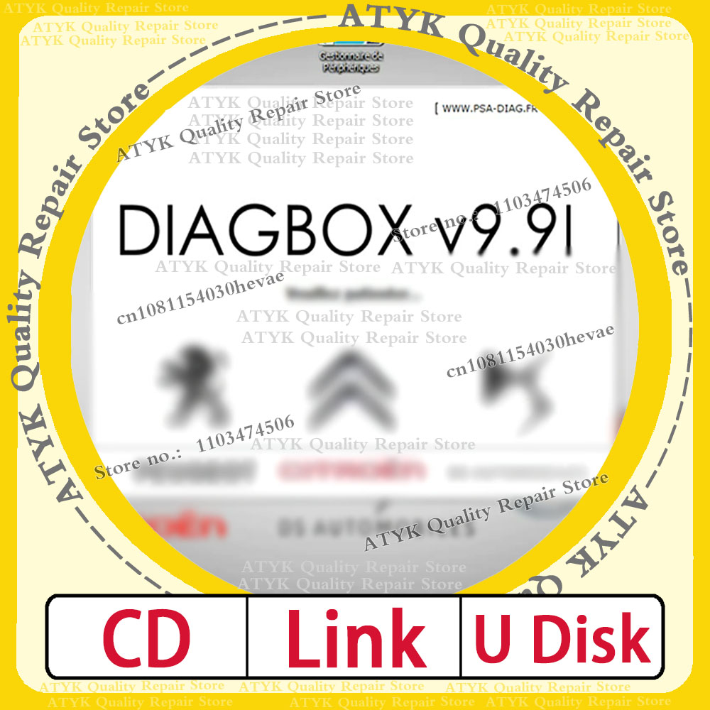 Logiciel de diagnostic Diagbox pour voiture, EAU OBD2, logiciel de réparation automatique, lecteur de code, version VM, L-exia, PP2000, P-eogeot, Diagbox 9.91
