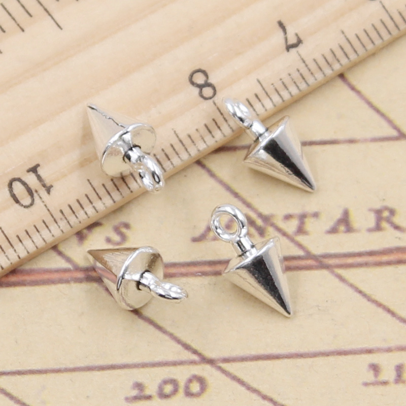 20 pçs encantos cone em forma de cônico plummet geométrico plummet 13x7x7mm tibetano prata cor pingentes antigo fazendo diy artesanal ofício