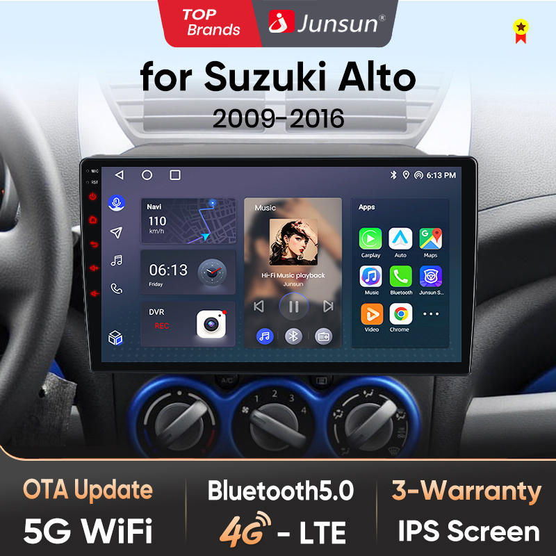 Junsun AI 4G LTE Bezprzewodowe CarPlay Android Auto Radio Samochodowe do Suzuki Alto 2009 2010 2011 2012 2013-2016 GPS Navi BT DSP RDS FM
