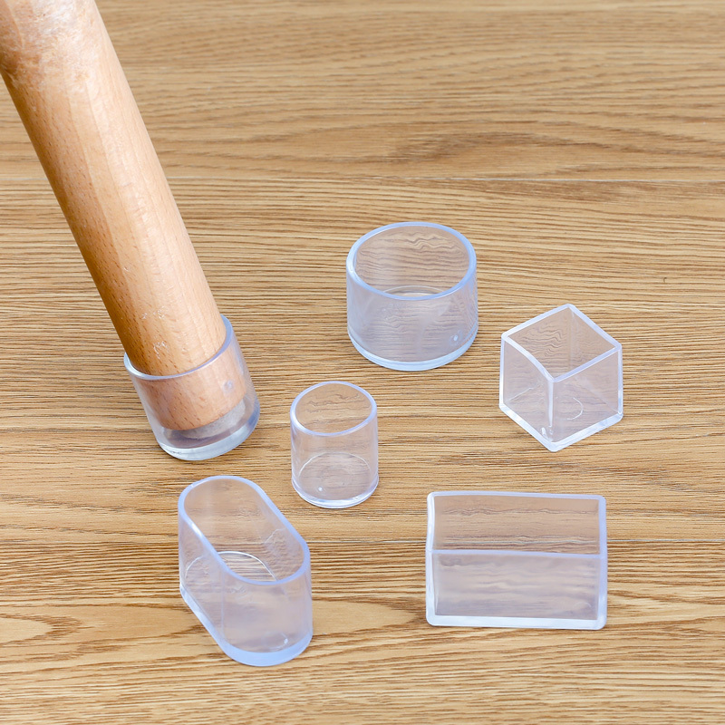 Calcetines transparentes de silicona para patas de silla, Almohadillas protectoras para patas de suelo de mesa cuadrada, tapones para orificios de tubería de muebles, decoración del hogar, 4 unidades