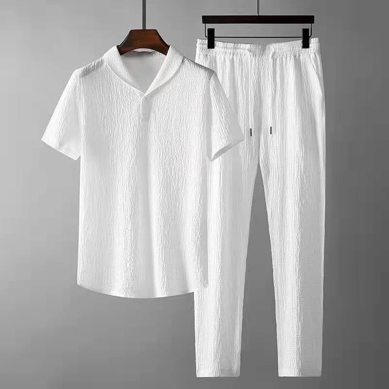 (Camisa + Pantalones) novedad de verano 20224, camisa clásica a la moda para hombre, camisas informales de negocios para hombre, conjunto de ropa de talla M-4XL