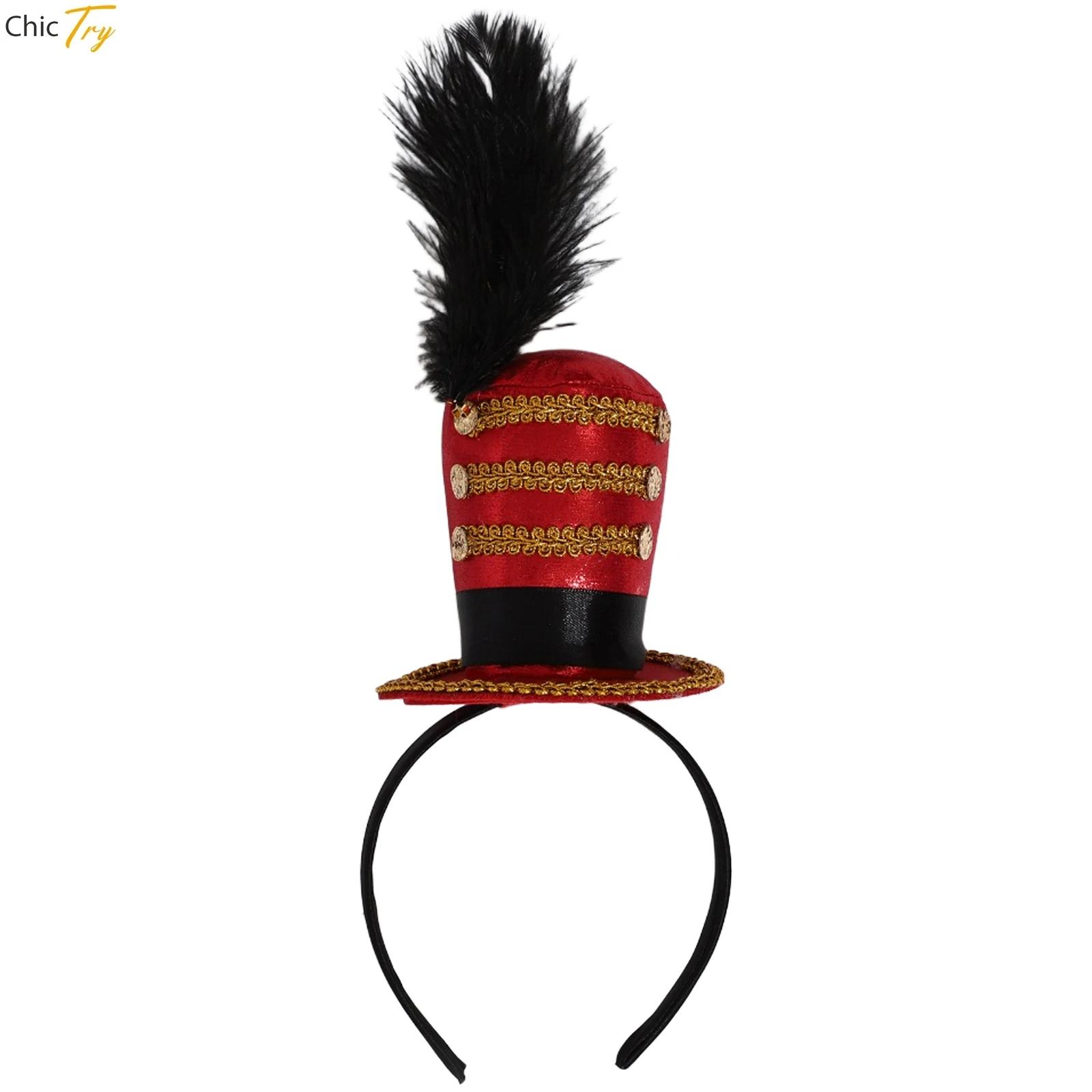 Fascinators Headband Mini Top Hat Circus Ringmaster Small Hair Hoop New Year Halloween Carnival Costume Lion Tamer Headpiece