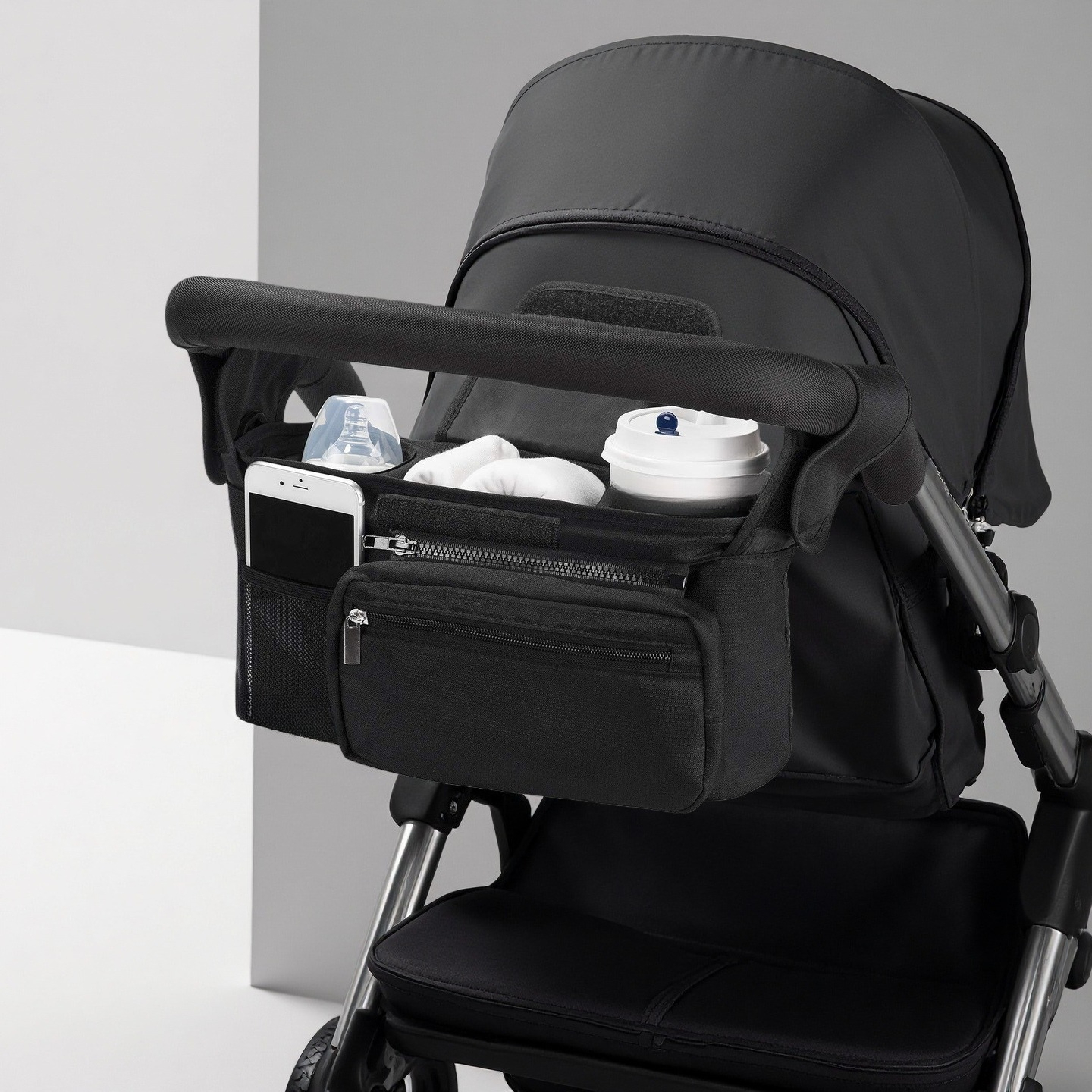 Organizador Universal para cochecito, bolso para cochecito de gran capacidad con correa para el hombro, accesorios para guardería