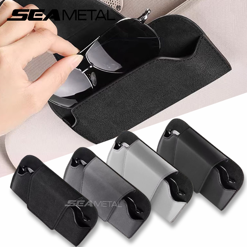 SEAMETAL กล่องใส่แว่นตาในรถยนต์ หนังกลับ/หนังเทียม พรีเมียม ที่บังแดดในรถยนต์ ที่ใส่แว่นตา แว่นกันแดด กล่องป้องกันสำหรับอุปกรณ์เสริมในรถยนต์