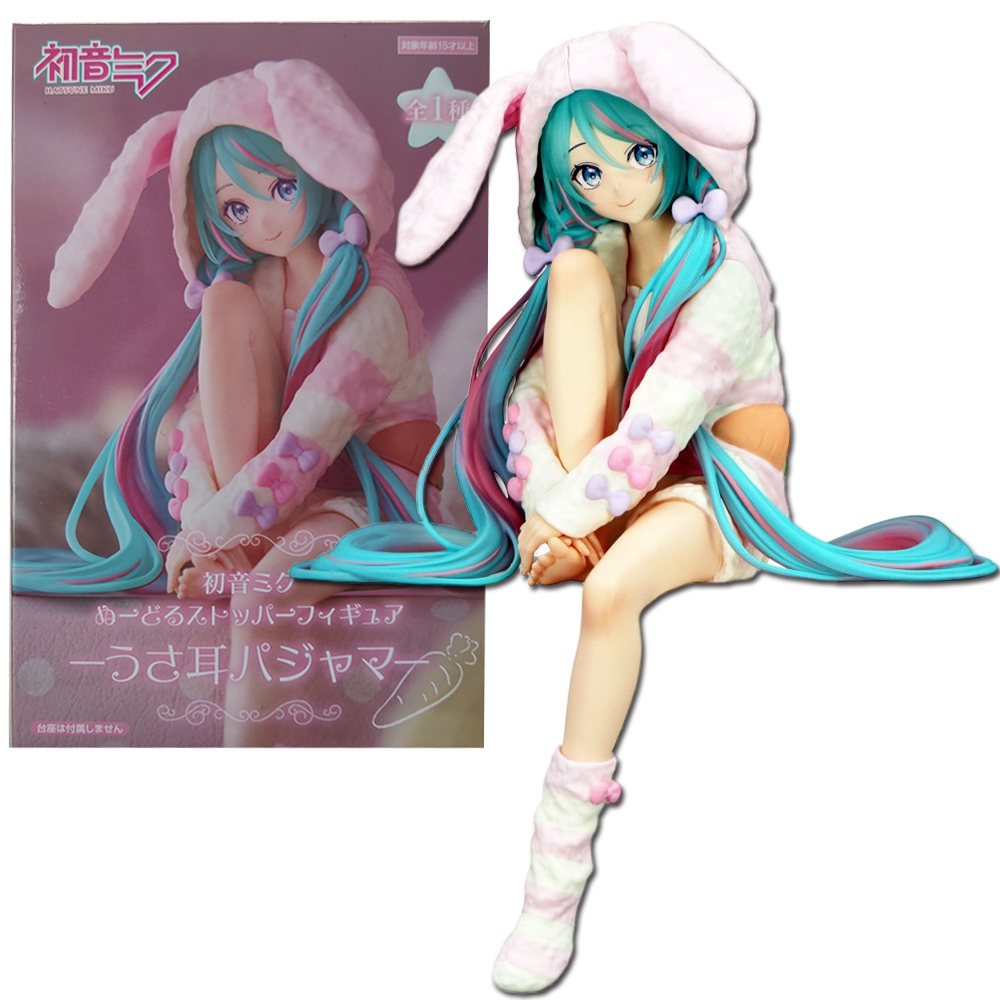 15CM Anime HATSUNE MIKU Figure bouchon de nouilles Figure lapin oreille pyjamas modèle jouet poupée Aciton Figure Collection cadeau PVC