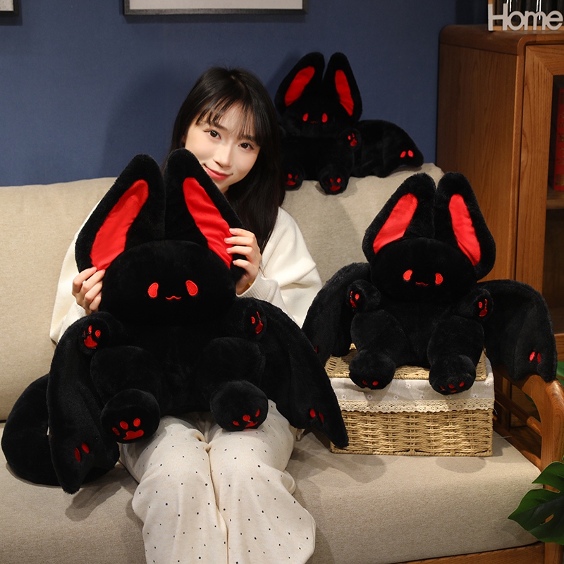 25-55 cm belle chauve-souris en peluche belle chauve-souris volante lapin en peluche longue queue rose et noir chauve-souris lapin poupées en peluche cadeaux d'anniversaire