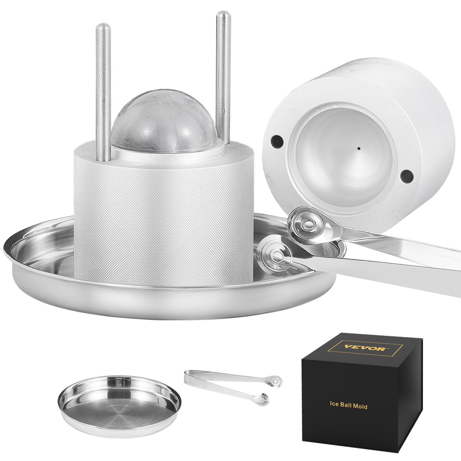 SucceBuy 60 mm Eisball-Pressmaschine, sphärische Whisky-Tablettform, blasenfreie Herstellung von Kristall-Eisball-Box für Bar-Cocktails