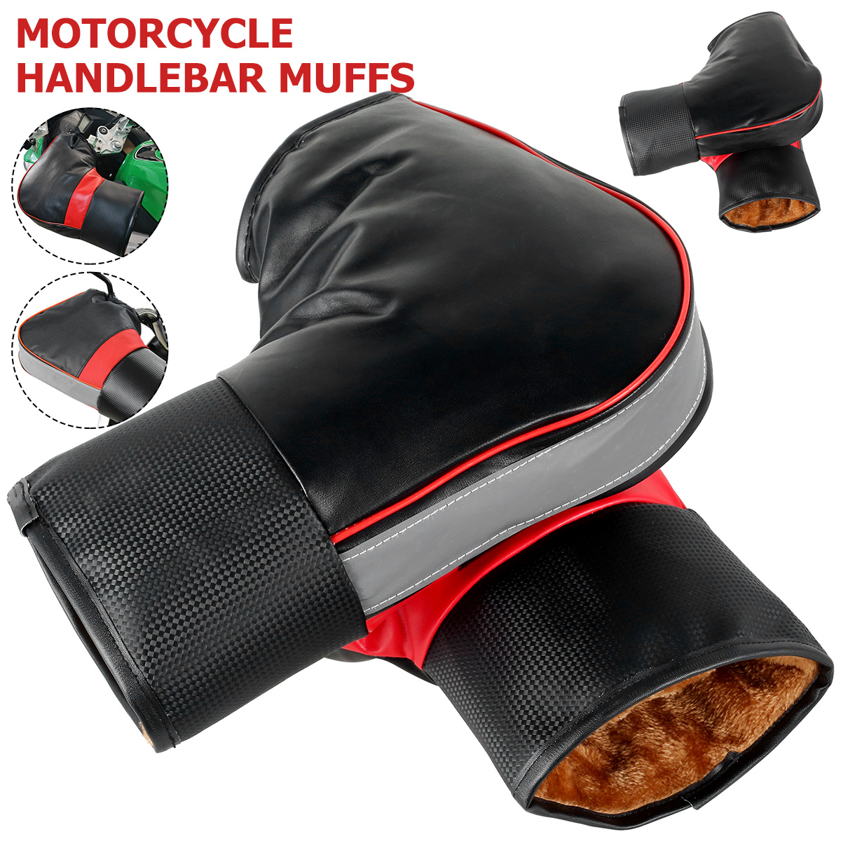 1 paire de manchons de guidon de moto, protection pour moto et scooter, poignées épaisses et chaudes, manchons de guidon imperméables, gants chauffants d'hiver