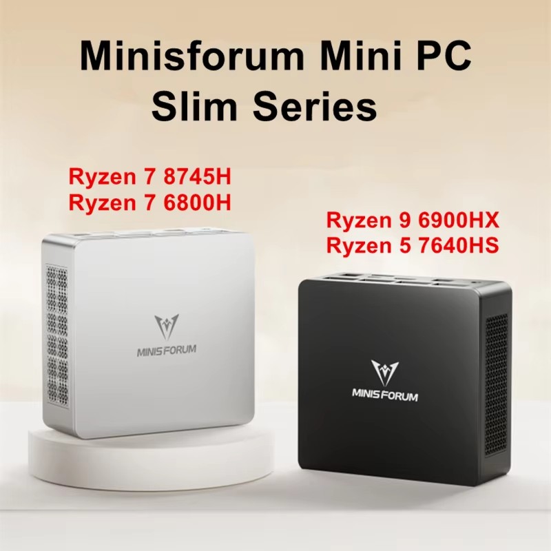 Aittcat&MINISFORUM Mini Computador Slim Series UM870 AMD Ryzen 7 8745H USB4.0 2*DDR5 2.5G LAN Windows 11 NUC Mini PC WiFi6E