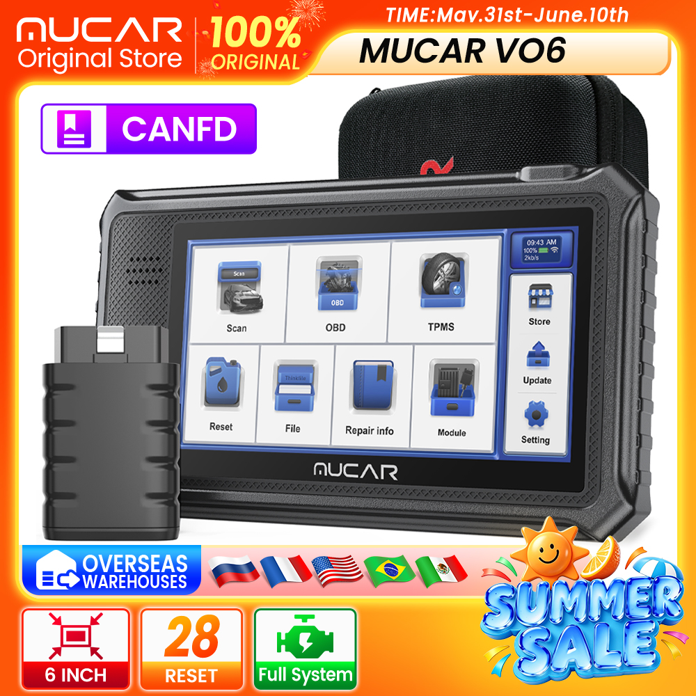 เครื่องมือวินิจฉัยรถยนต์ MUCAR VO6 OBD2 ระบบเต็มรูปแบบ เครื่องสแกนอัตโนมัติ อ่านโค้ด ABS เครื่องยนต์ 28 รีเซ็ต  เครื่องมือสแกนน้ำมัน  อัปเดตฟรีตลอดอายุการใช้งาน