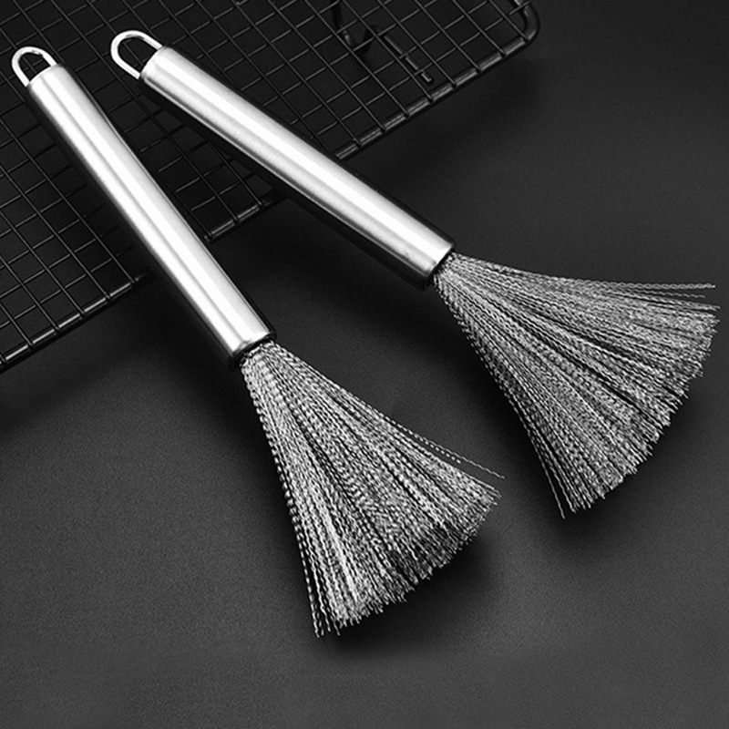 Cepillo de limpieza multifuncional con mango de acero, cepillo de limpieza para el hogar, cocina y baño, 1/2 Uds.