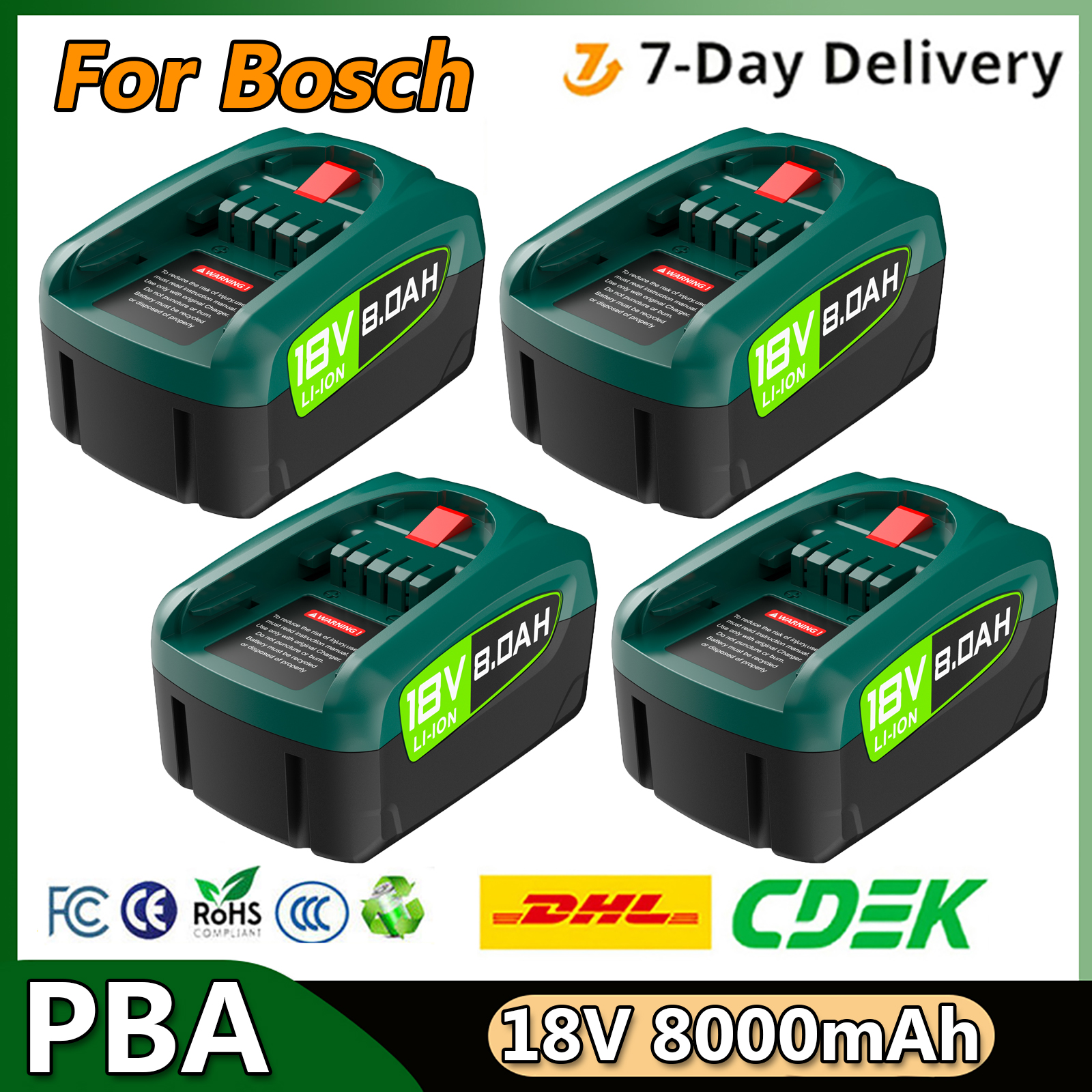 For Bosch PBA Rechargeable Battery 8000mAh 18V For Bosch Power Tools AL1880CV AL1810CV AL18815CV AL1830CV Replacement Battery
