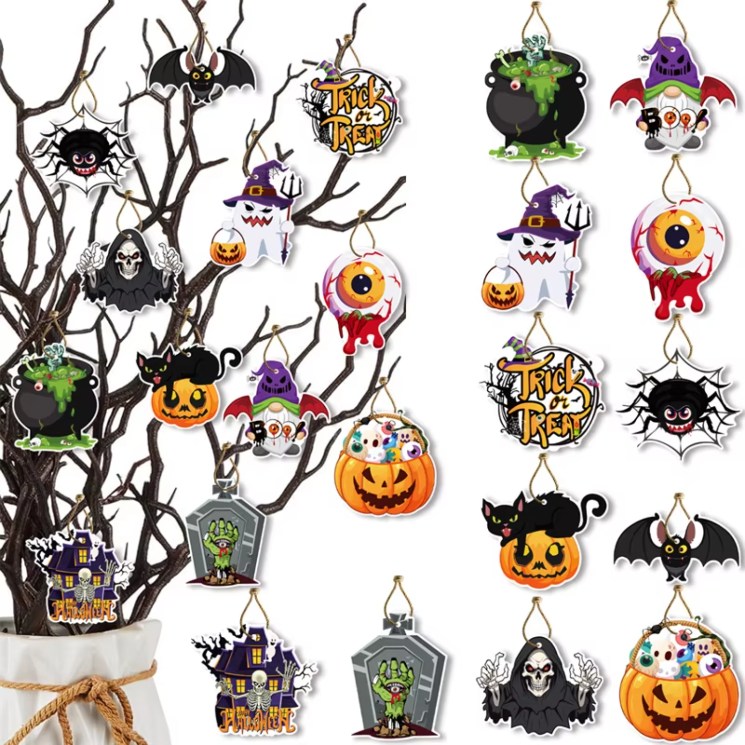 12pcs/set Halloween theme party atmosphere decoration hanging Halloween creative decoration hanging ornaments