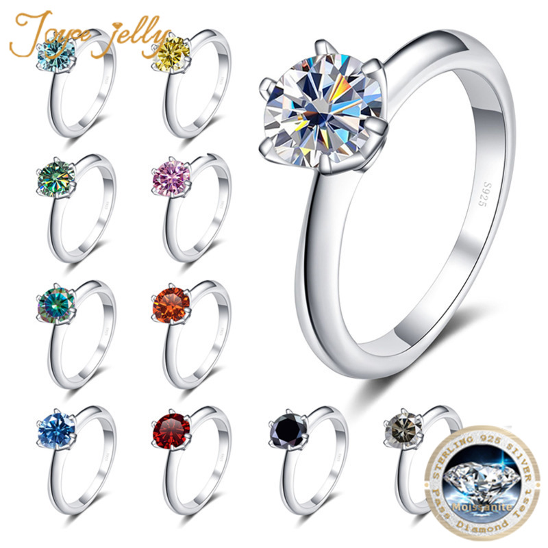 JoyceJelly-Anillo de plata sólida 925 con moissanita auténtica, joyería fina de 1-5ct y 6,5-11mm para mujer, regalos de compromiso de boda