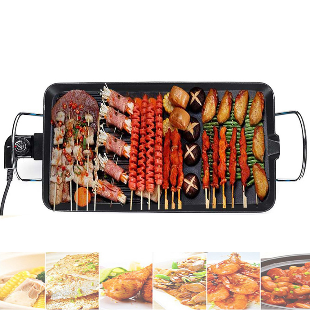 Piastra per griglia Teppanyaki elettrica, grande piastra riscaldante per barbecue antiaderente senza fumo per cucina, cena, campeggio